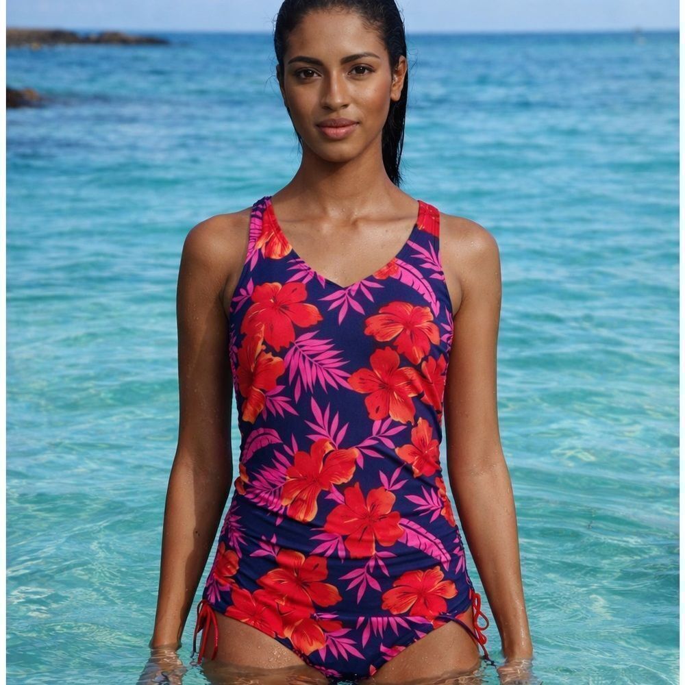 Land’s End Waikiki floral underwire adjustable straps sides tankini Various